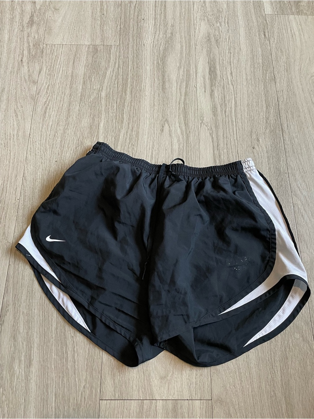 Nike Women's Black Athletic Running Shorts with White Panels